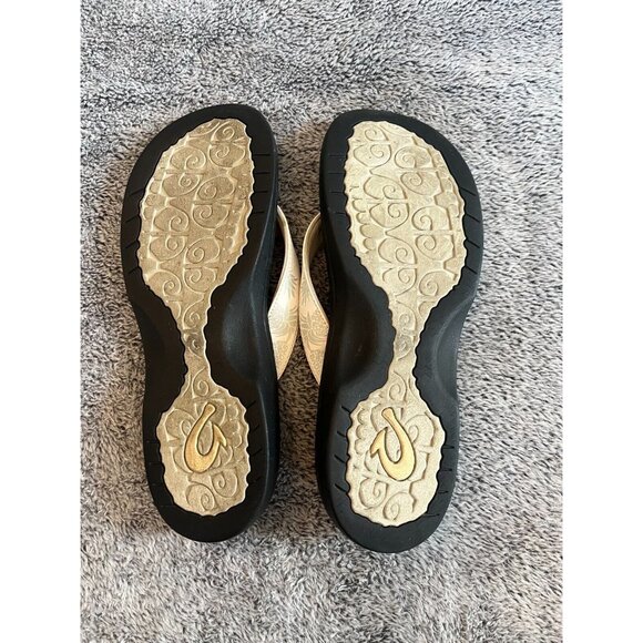 Olukai Ohana Womens Flip Flop Size 9 Sandals White Pineapple Floral Beachy 16608 - Picture 6 of 7